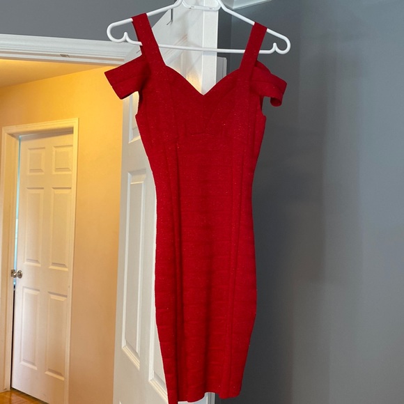 Sparkly red Guess Layla Bandage Dress. - Picture 1 of 7